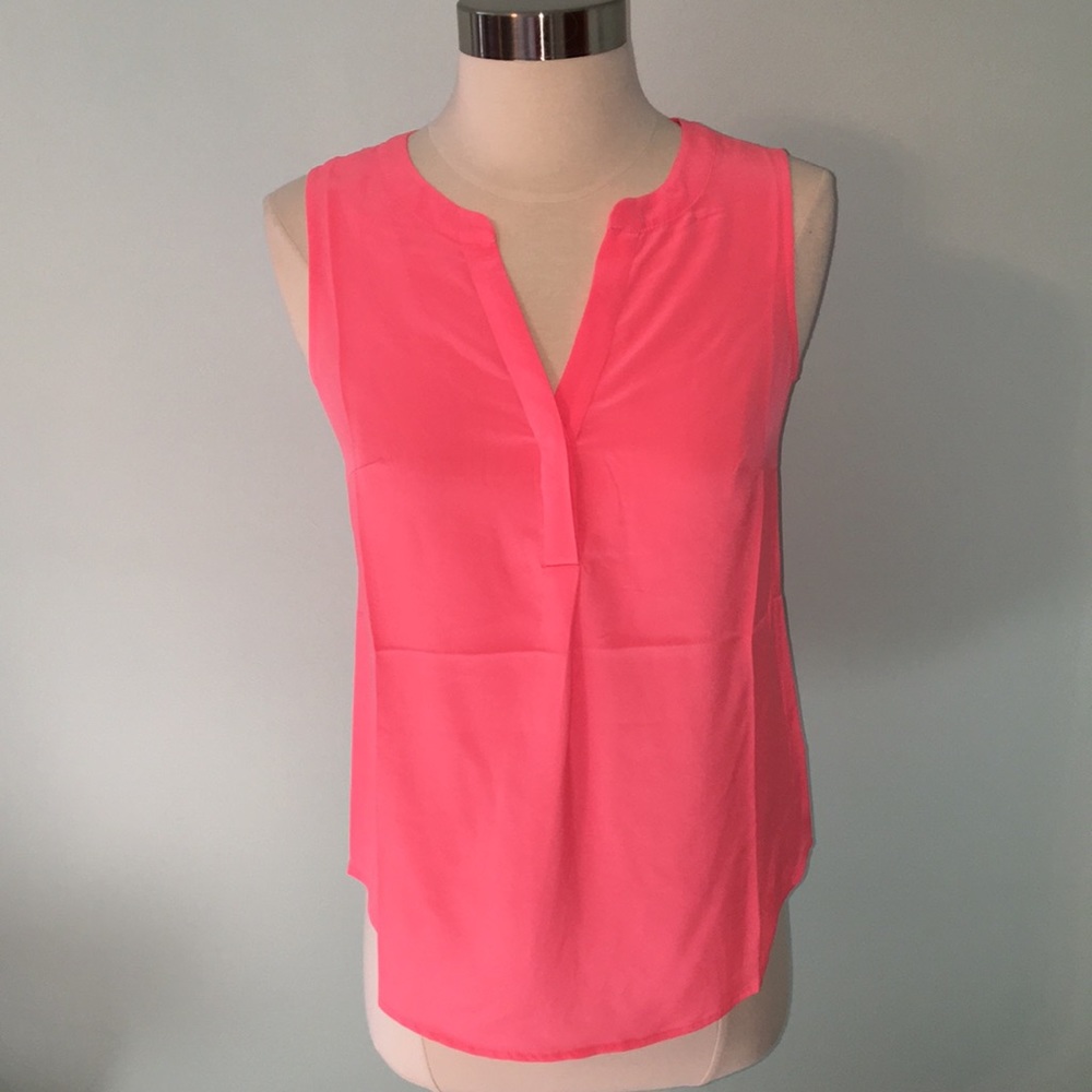 Lilly Pulitzer Neon Pink Sleeveless V-Neck Blouse